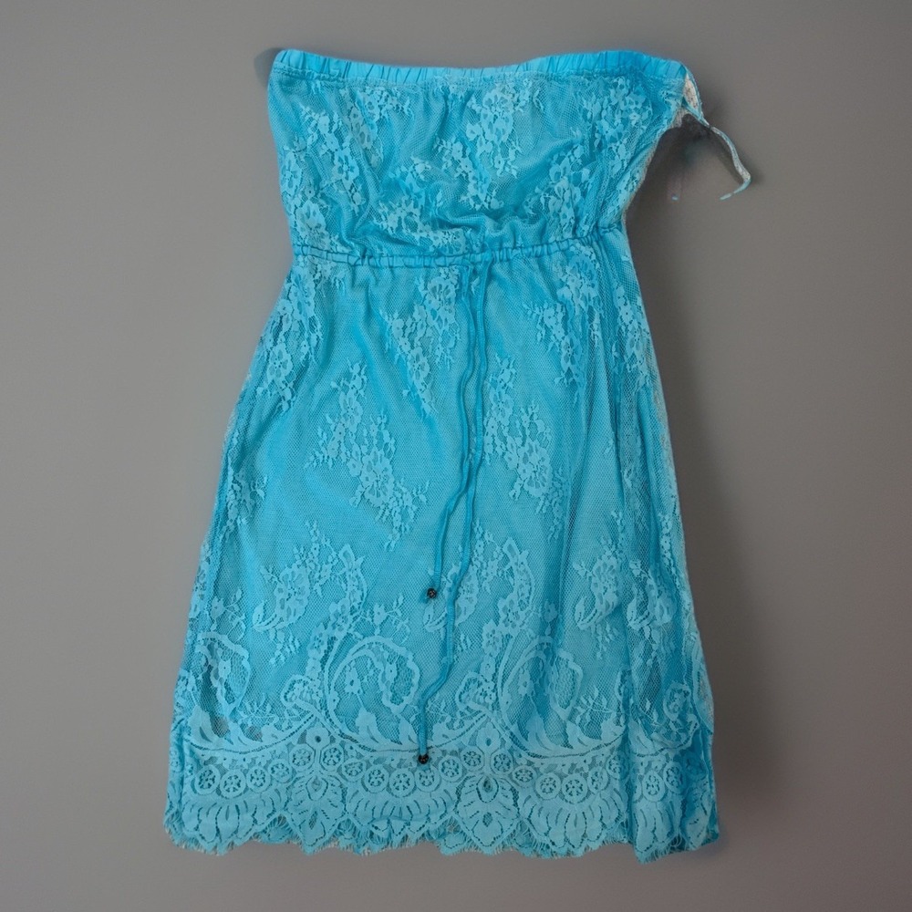 Aeropostale  Strapless Swimsuit Cover Up Juniors Size M Dress Turquoise NWT